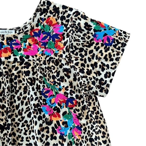 See And Be Seen Neon Embroidery Leopard Tunic Top Small - Picture 14 of 15